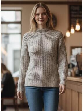 Madewell Donegal Northfield Mockneck Rib Knit Sweater Wool Acyrlic Blend - XS